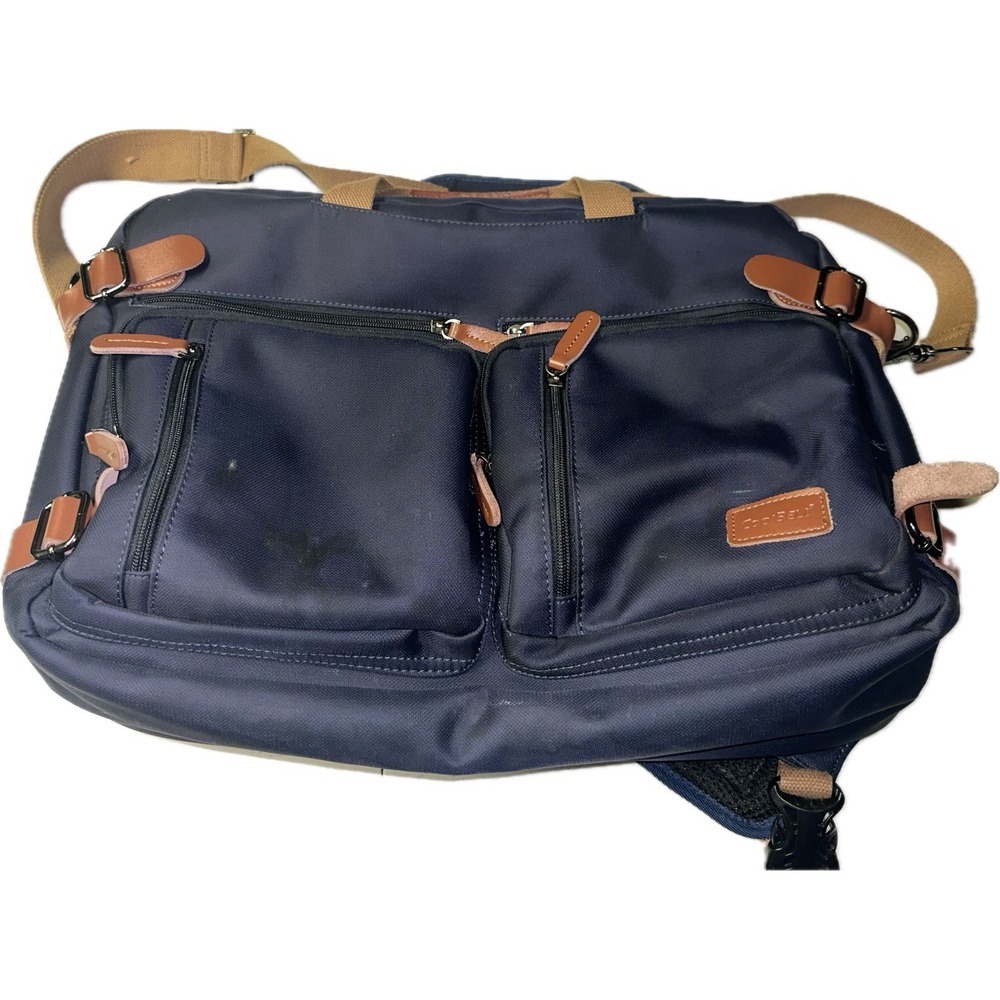 COOLBELL‎ Blue Convertible Messenger / Backpack 17" Laptop Work Bag School